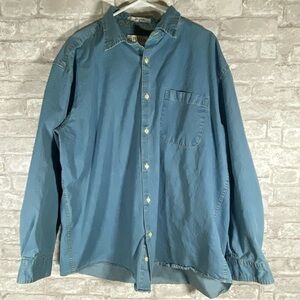 Orvis denim Blue casual Button-Up Shirt size XL 100% cotton outdoor gorpcore